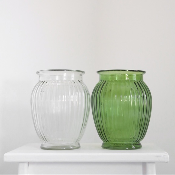 Set of 2 Clear and Tinted Ripple Vases - Picture 4 of 10